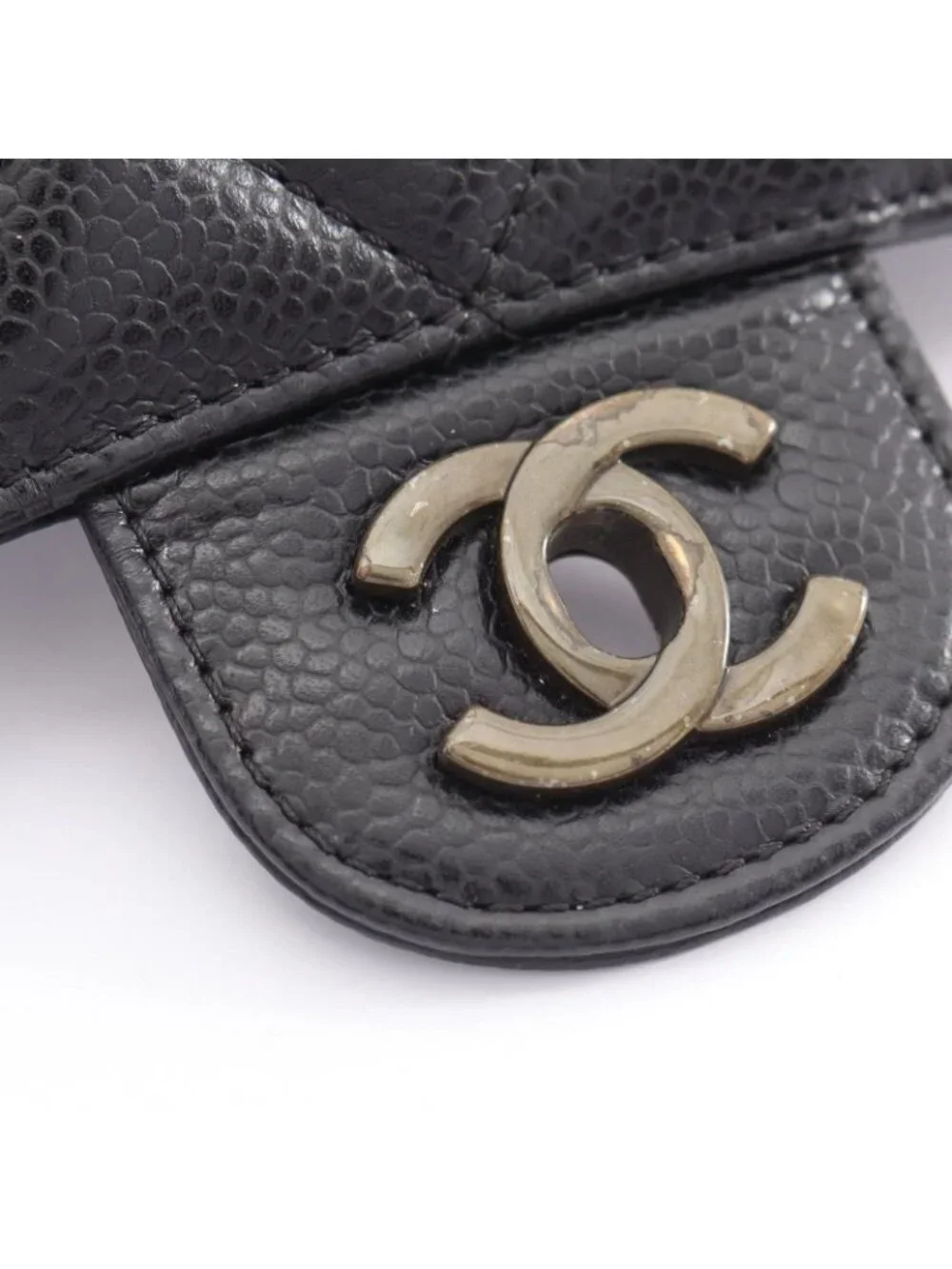 Chanel Shoulder Bag Quilted Single Flap Plastic Chain Black Caviar